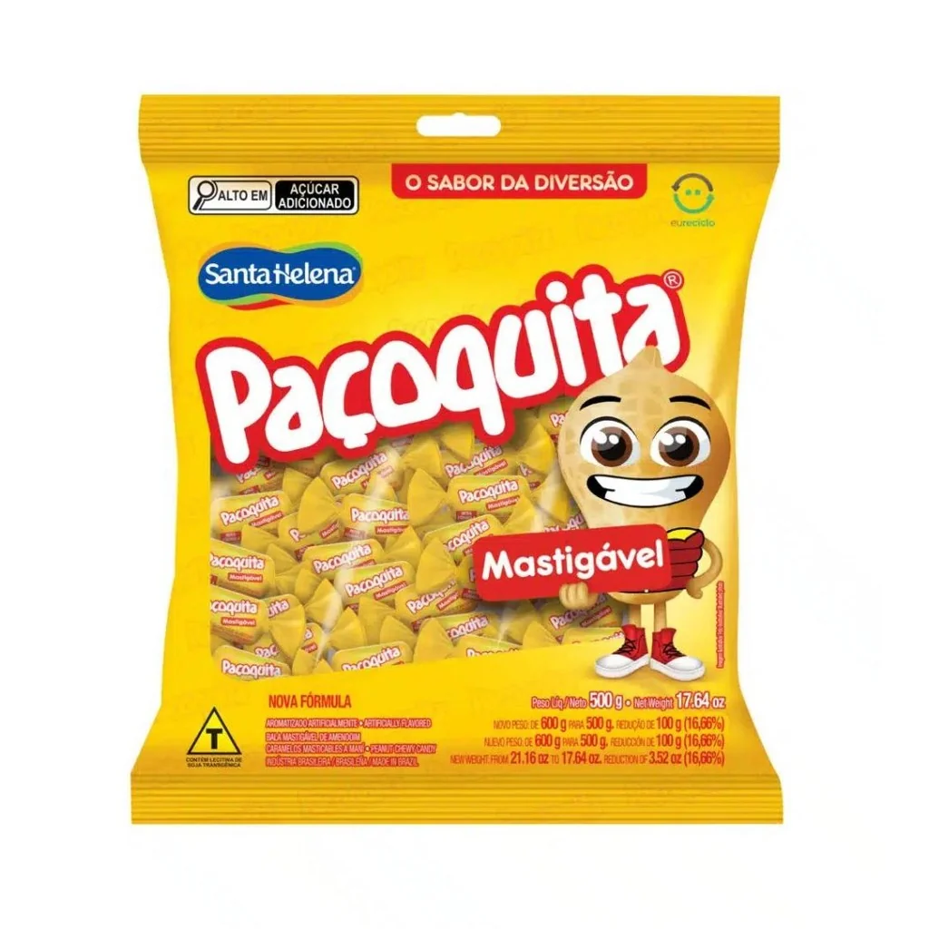 Bala Mastigável Paçoquita Amendoim Santa Helena 500g