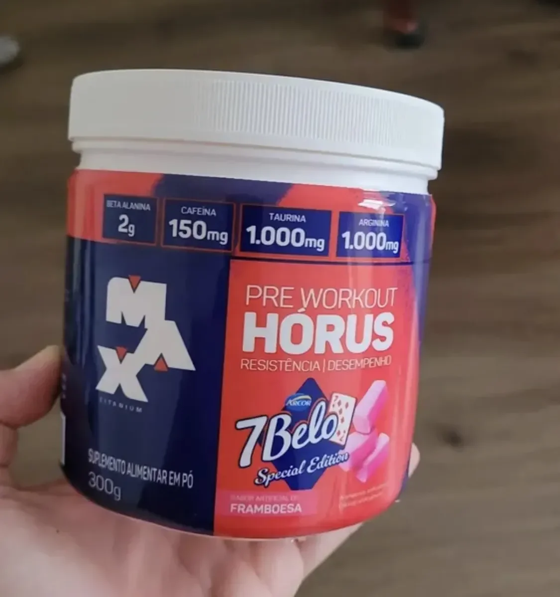 Pré Treino Hórus 7 Belo Max Titanium 300g Sabor Framboesa 150mg Cafeína Energia Foco Performance 7 Belo - Artificial Framboesa