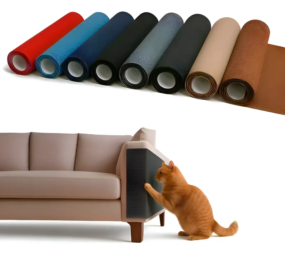 Arranhador E Protetor De Sofá Carpete Adesivo Gatos 200x50cm Cor Cinza