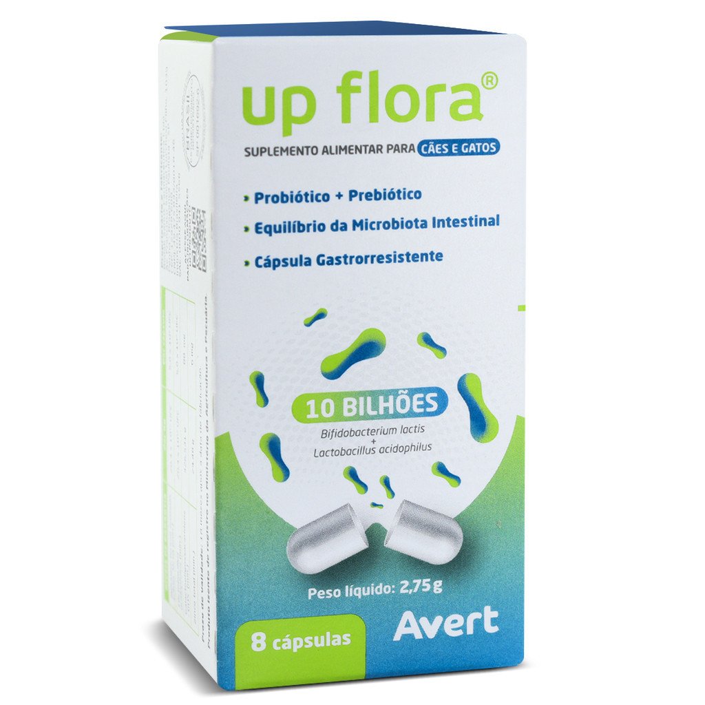 Suplemento Avert Up Flora para Cães e Gatos 8 Cápsulas