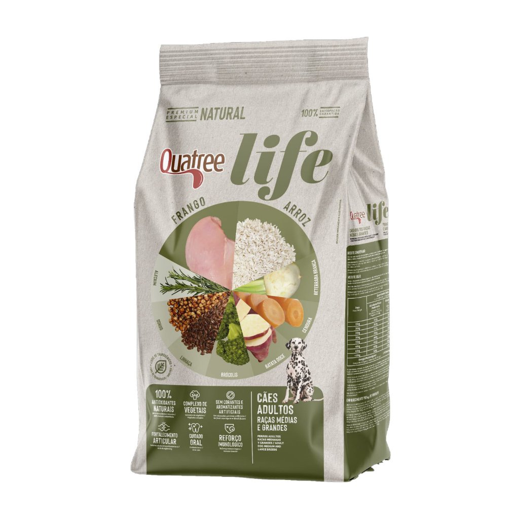 Ração Quatree Life Cães Adultos Raças Médias e Grandes Frango e Arroz - 20kg