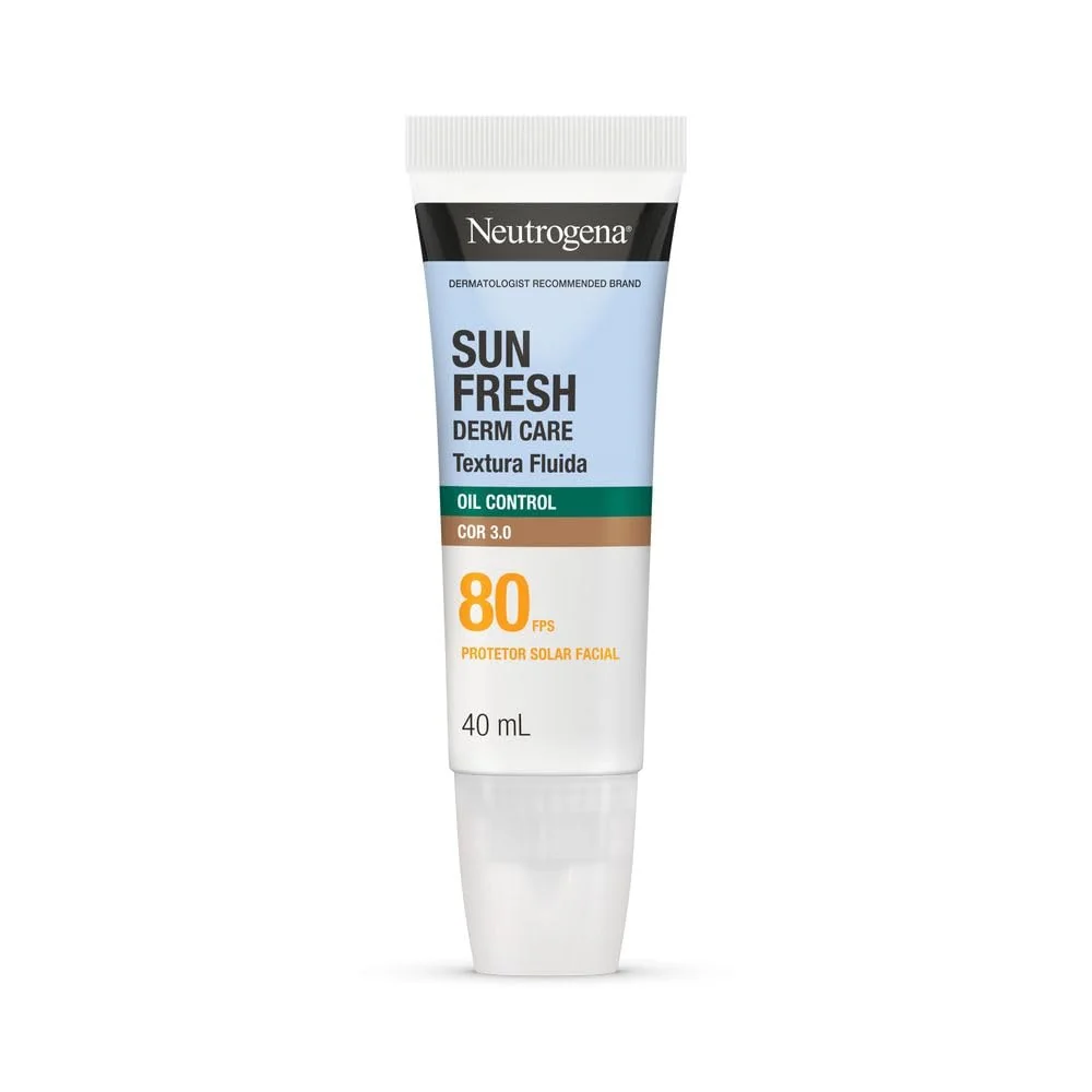 Neutrogena Sun Fresh Derm Care Oil Control Fluido, Cor 3.0, FPS 80, 40mL