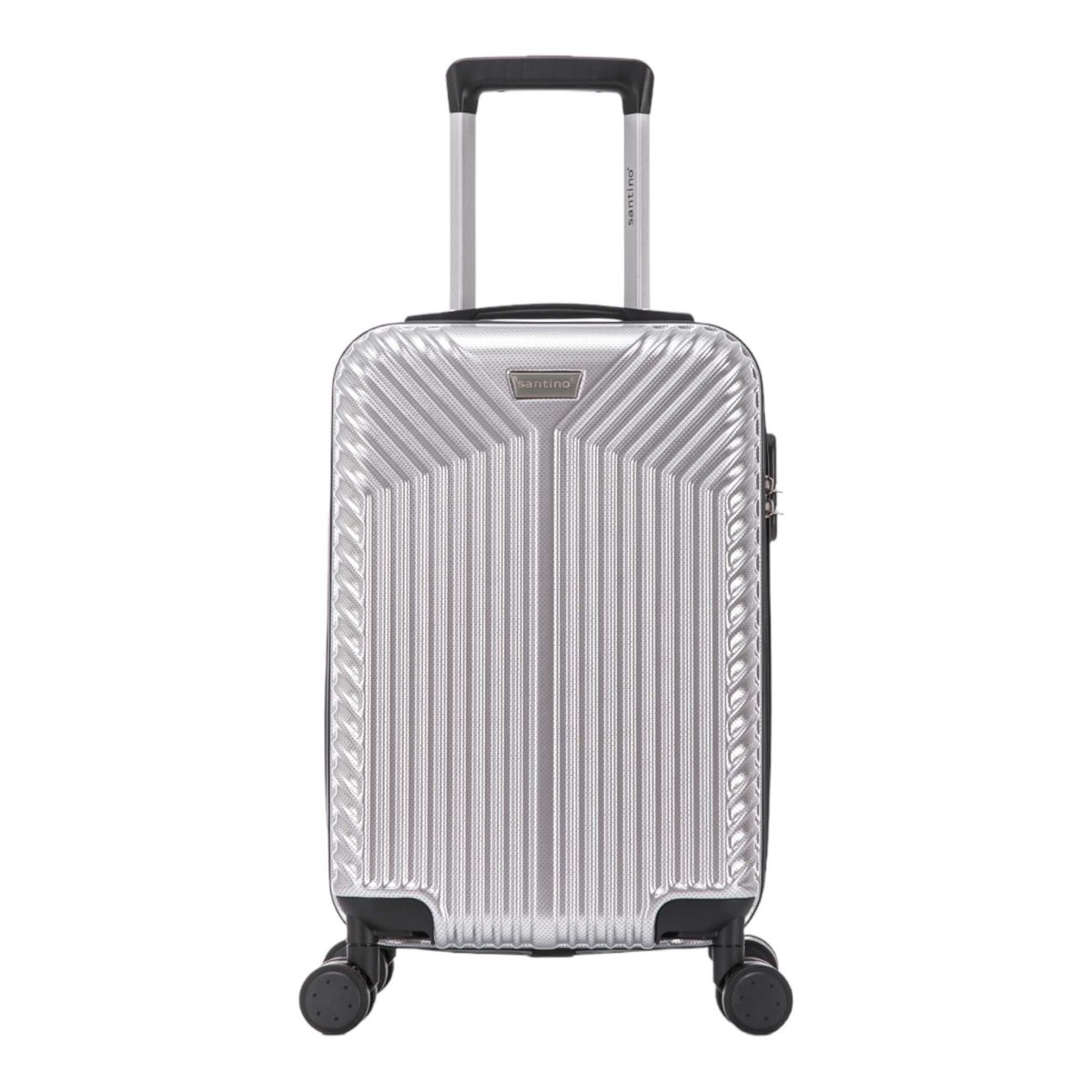 SANTINO Mala de Bordo 10kg PVC Rígido 4 Rodas 360° com Cadeado de Segredo Alta Resistência a Impactos e Arranhões com Proteção Antifurto Prata Pequeno