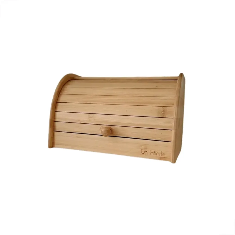 Porta Paes Com Tampa Retratil Em Bambu Armazenamento De Paes Infinité 321 Liso