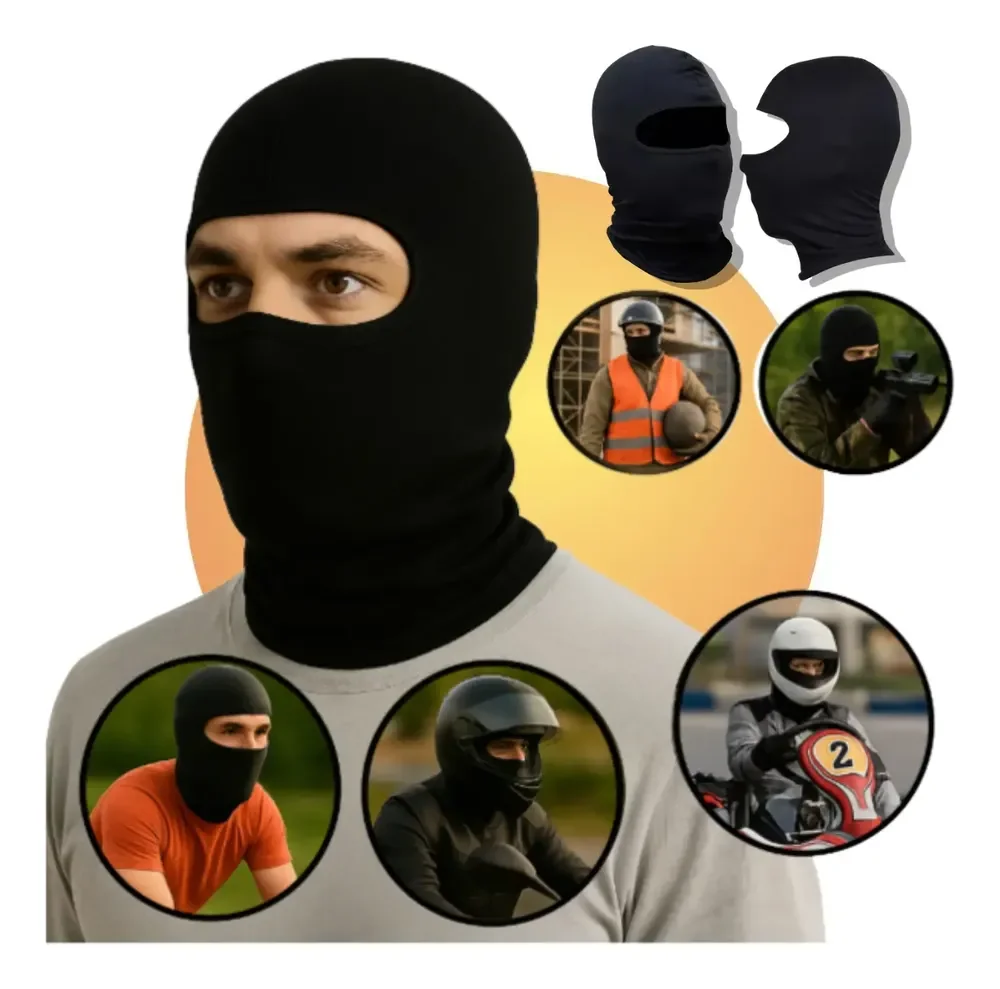 Kit 2 Touca Ninja Balaclava Toca Moto Motoqueiro Motoboy Preto Liso Único