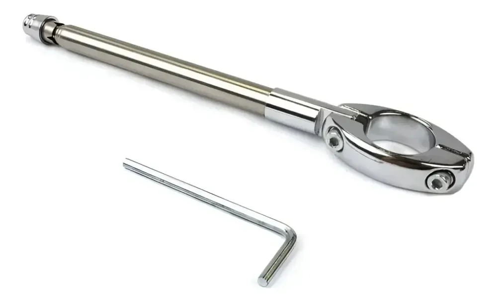Antena Corta Pipa Guidão Moto Retrátil 7 Estágios Inox 60cm Prateado