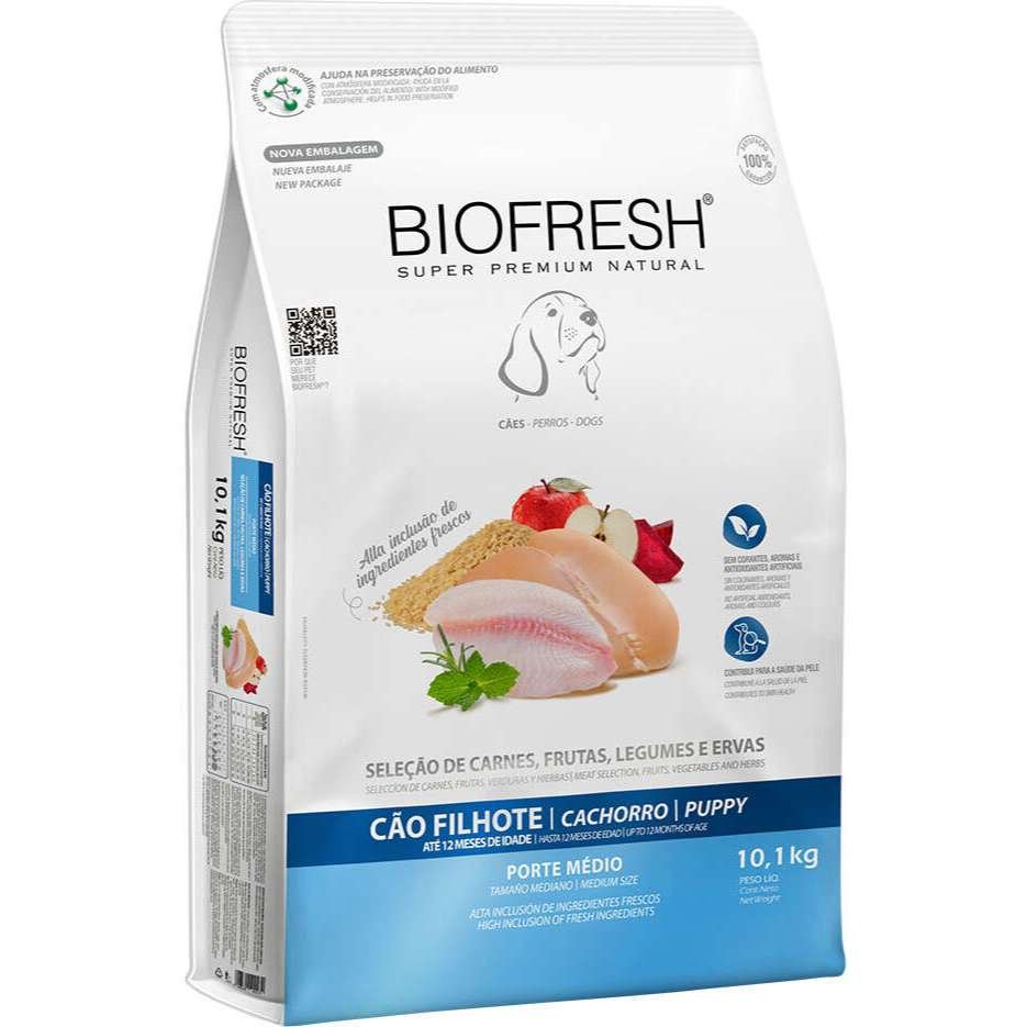 Ração Biofresh 10,1Kg Cães Filhotes Raças Médias Mix de Carnes