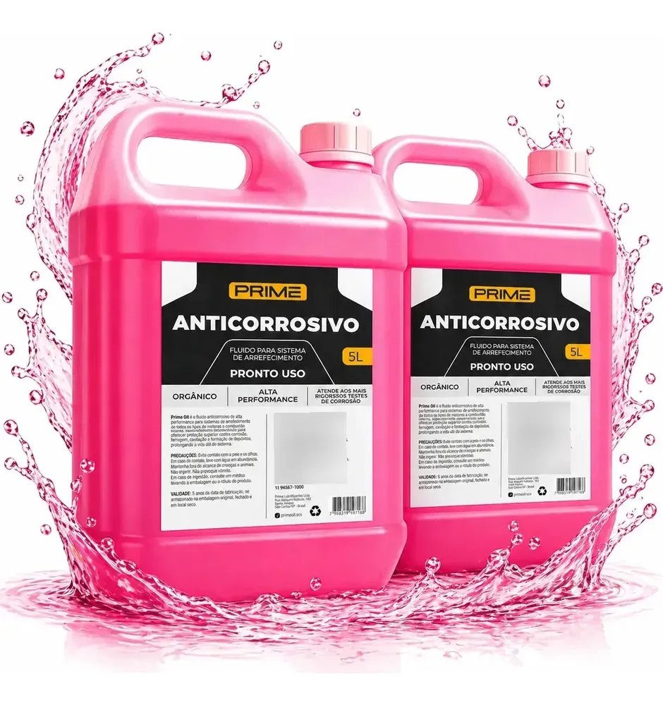 Kit 2 Fluído Rosa Pronto Uso Rosa 5l Arrefecimento 10l Anticorrosivo Aditivo Orgânico