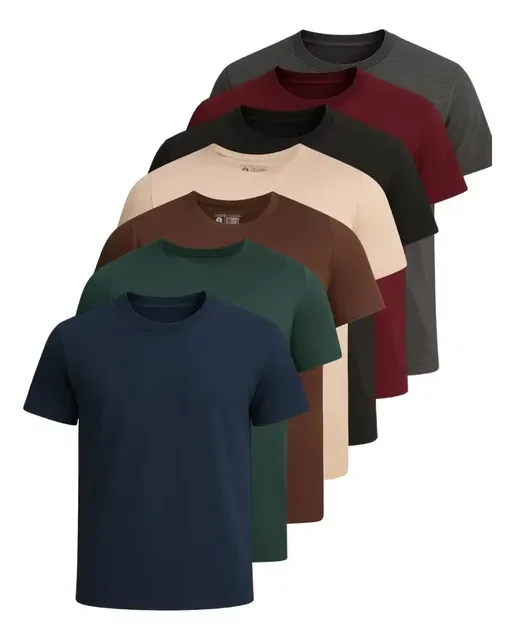 Kit 7 Camisetas Basica Lisa Algodão Premium Masculina