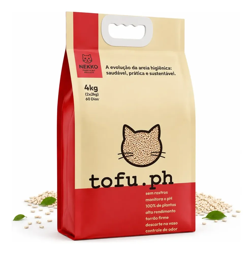 Areia Higiênica Gato Tofu Biodegradável Ph 4kg Sem Rastros