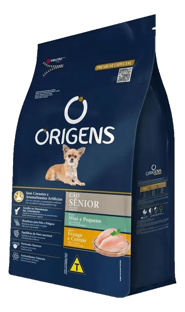 Ração Cães Senior Mini Pequeno Frango Cereais 10,1kg Origens