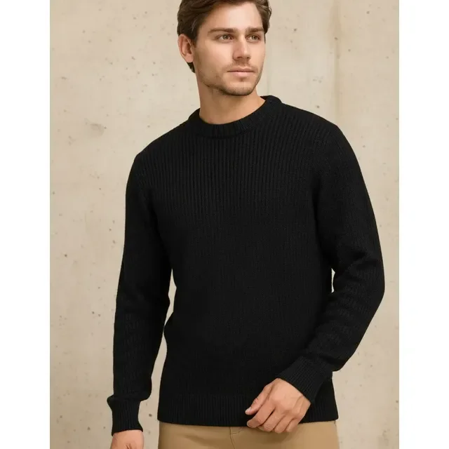 Suéter Blusa De Tricot Masculino Liso Blusa Lã Masculina