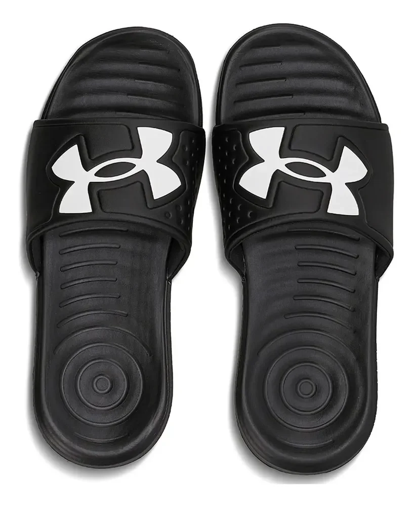 Chinelo Slide Under Armour Ansa Light Esportivo Eva Descanso Preto/preto/branco Liso 39/40