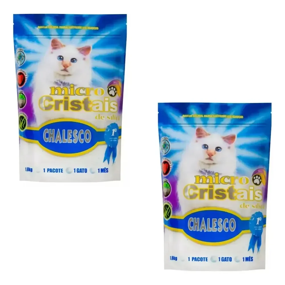 Kit 2 Areia Sanitária Higiênica Sílica Fina Absorção 1,8kg