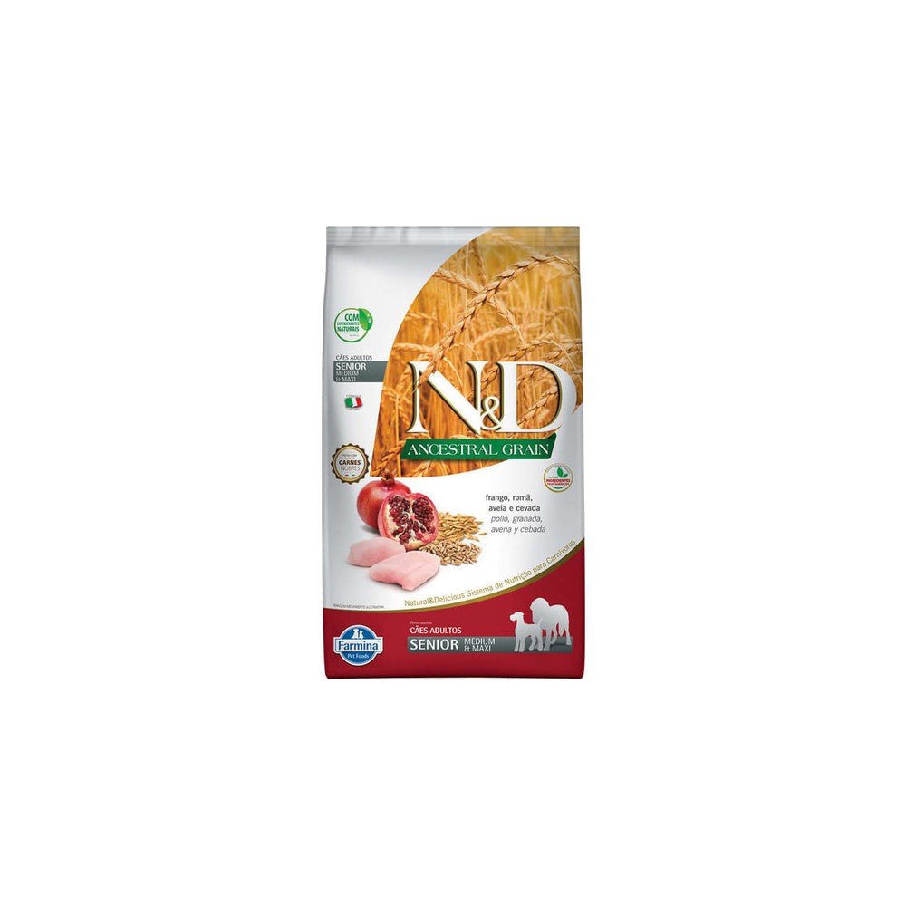 Ração Farmina N&D Ancestral Grain Frango Cães Idosos Raças Médias - 10,1Kg