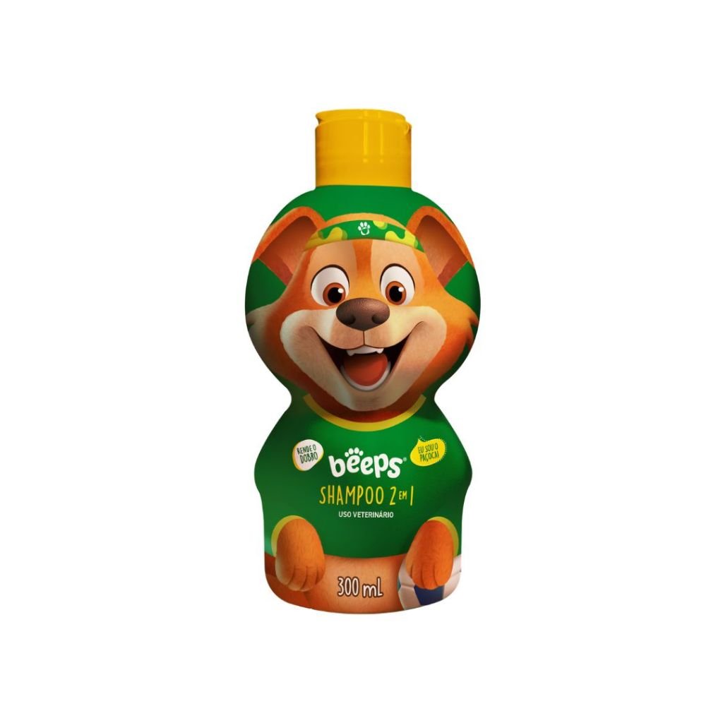 Shampoo 2 em 1 Beeps Pet Society Edição Copa do Mundo Futebol Cachorro Gato 300mL