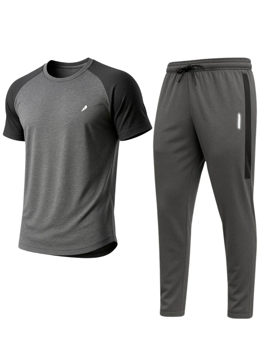 Genérico Conjunto Masculino Academia Calça e Camiseta Dry Fit Tecido Esportivo Modelagem Slim