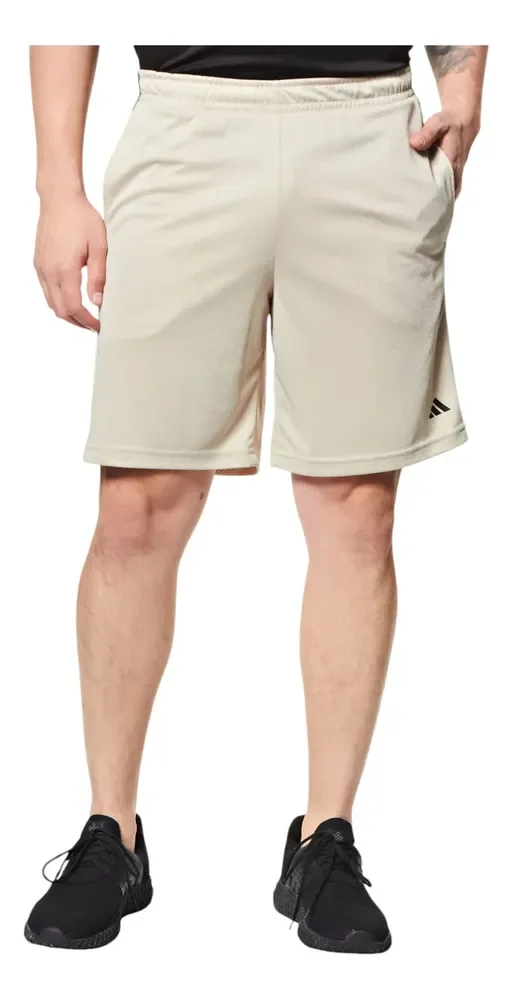 Shorts Masculino 3 Listras adidas Bege Liso P