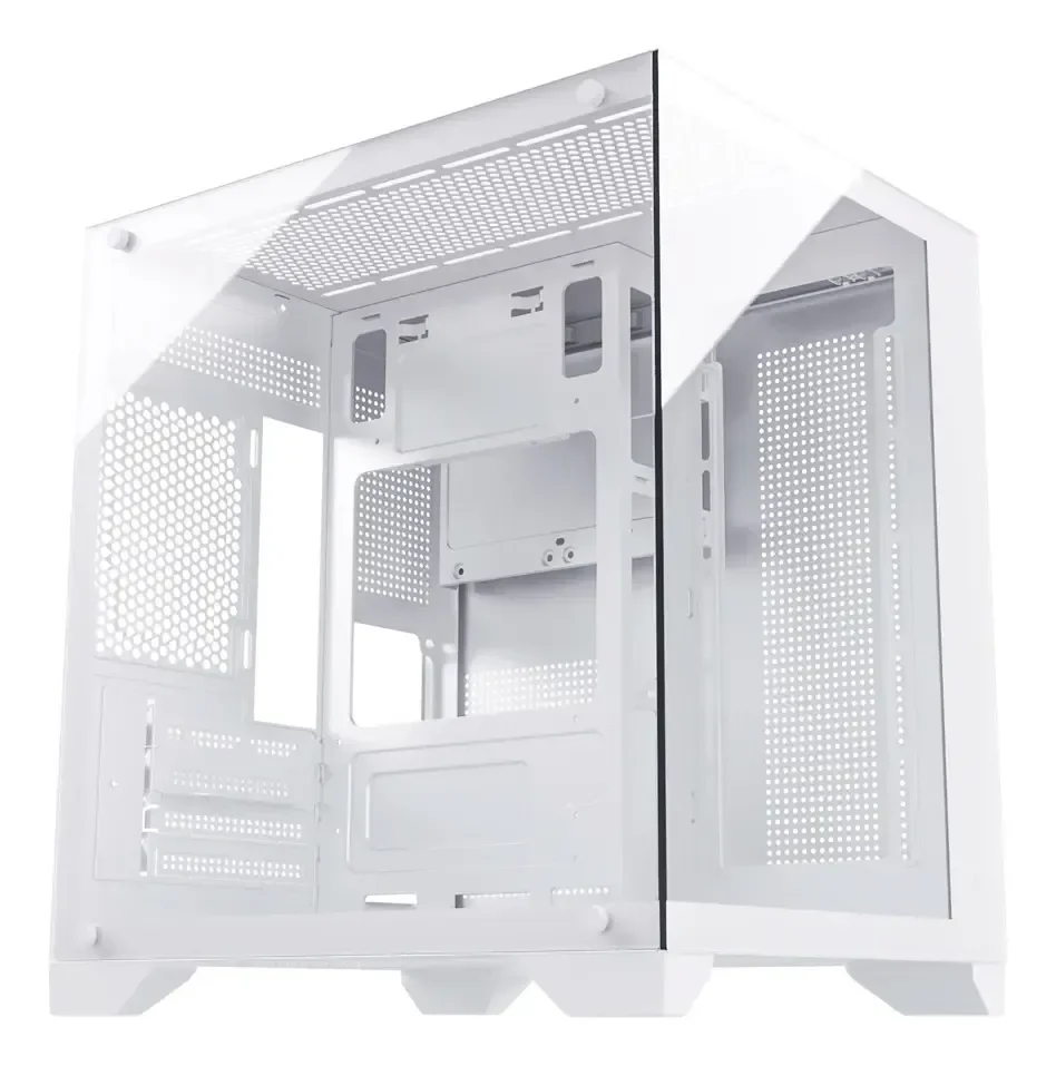 Gabinete Gamer Aquario Vidro Temperado Na Lateral E Frontal Branco