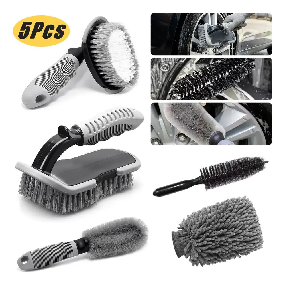 Kit5 Luva De Lavar Carro Escova Limpeza Automotiva Moto Roda