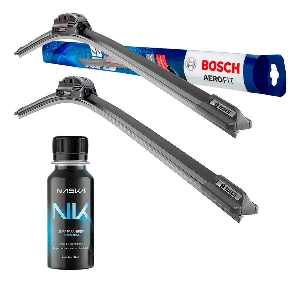 Limpador Para-brisa Paleta Original Bosch Aerofit Preto Palio G1 G2 G3 E G4 Gancho