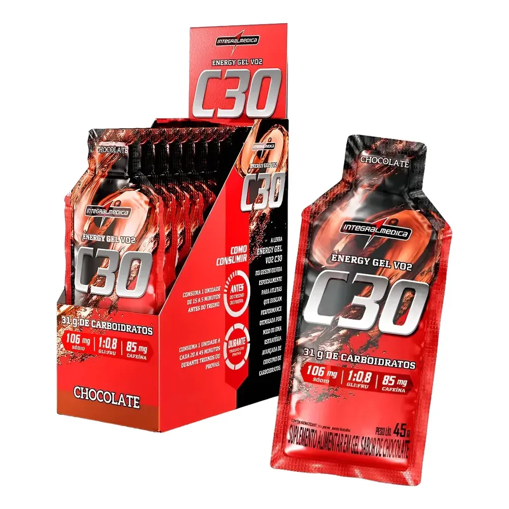 Energy Gel Vo2 C30 Chocolate Integralmédica 10 Unidades 45g Chocolate