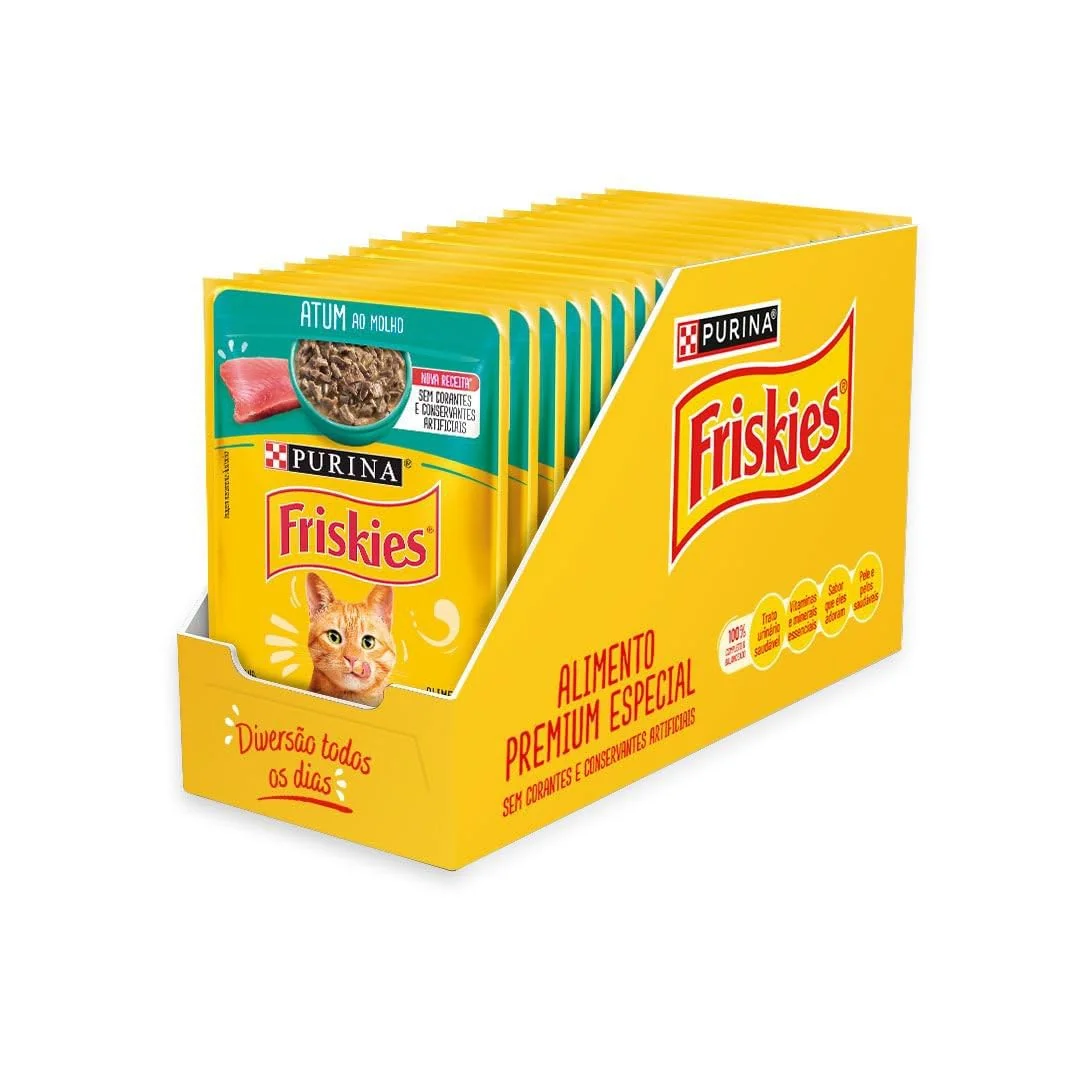 Pack Nestlé Purina Friskies Ração Úmida Para Gatos Adultos Atum Ao Molho - Com 15 Sachês 85g