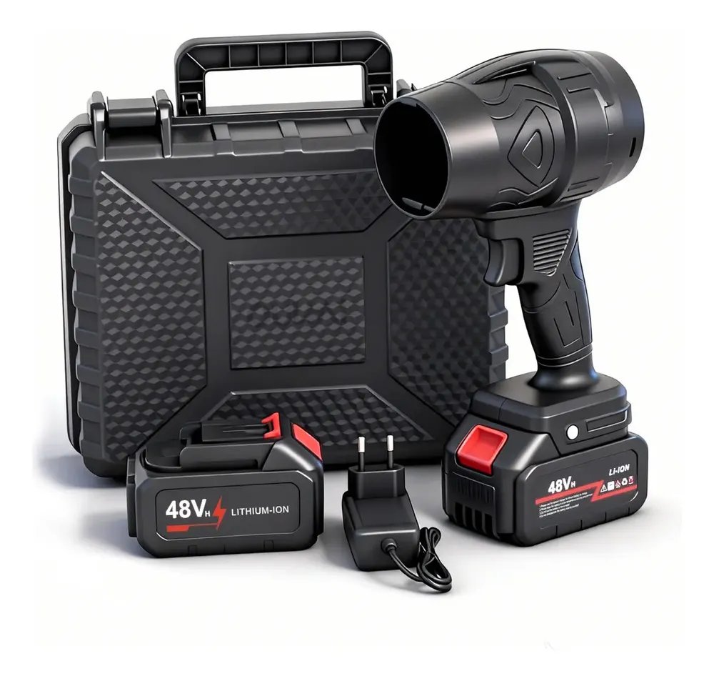 Soprador 48v Turbo Portátil Com 2 Baterias Potente Preto