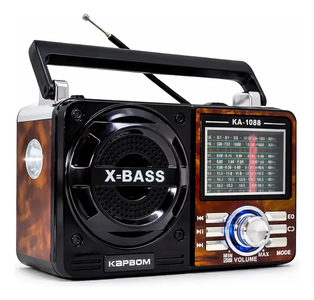 Rádio Retrô Vintage Portátil AM/FM Bluetooth USB Marrom