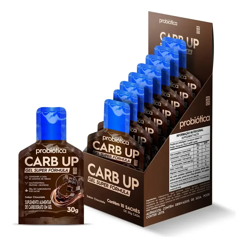 Suplemento Em Gel Probiótica Carb-up Gel Super Formula Carb-up Gel Super Formula Sabor Chocolate Em Envelope De 300g Pacote X 10 U