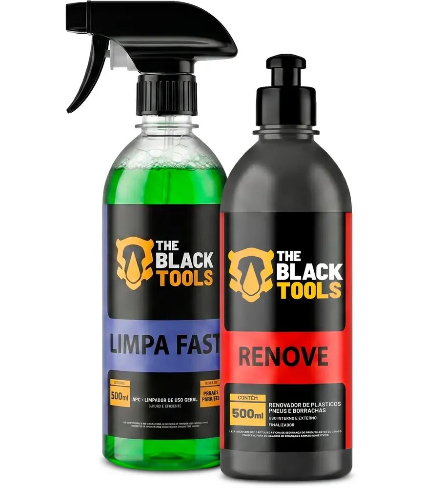 Kit Lavagem Shampoo Produtos Limpeza Plásticos Interna Automotiva Limpa Fast Renove Lavar Carro Rapido The Black Tools