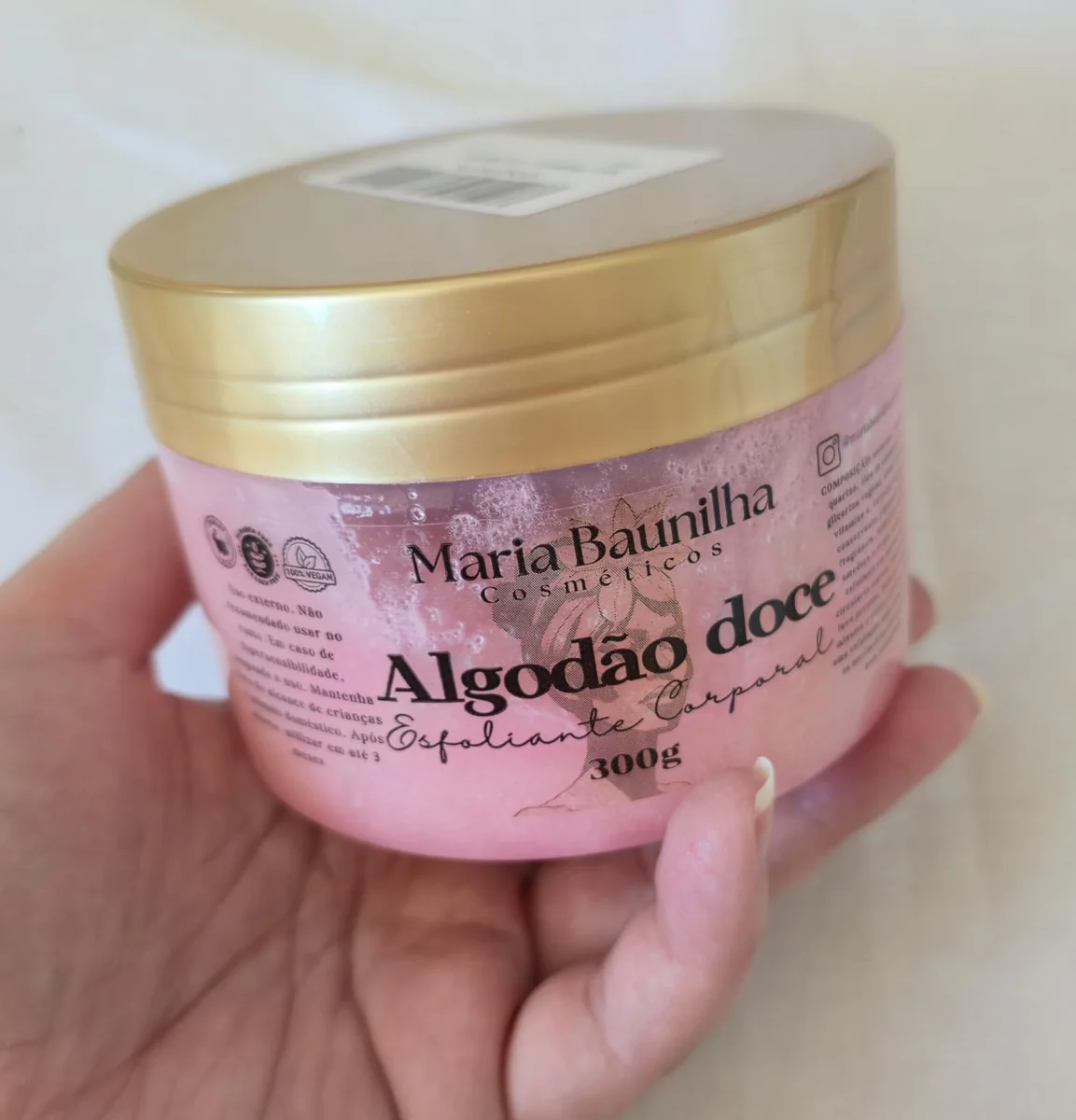 Esfoliante Corporal Algodão Doce 300g - Hidratação, Perfume Doce e Pele Macia | Maria Baunilha Cosméticos (Algodão doce)