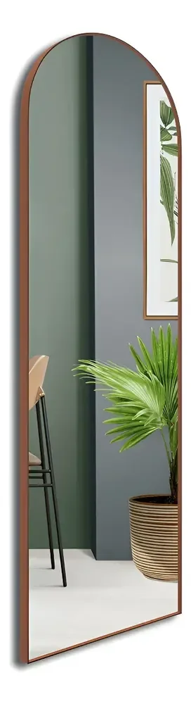 Espelho Oval Base Reta Arco 150 X 50 Corpo Inteiro C/moldura Moldura Caramelo
