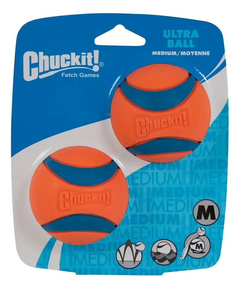 Bola Chuckit! Ultra Ball Cachorro Borracha Resistente Tamanho M 2 Unidades