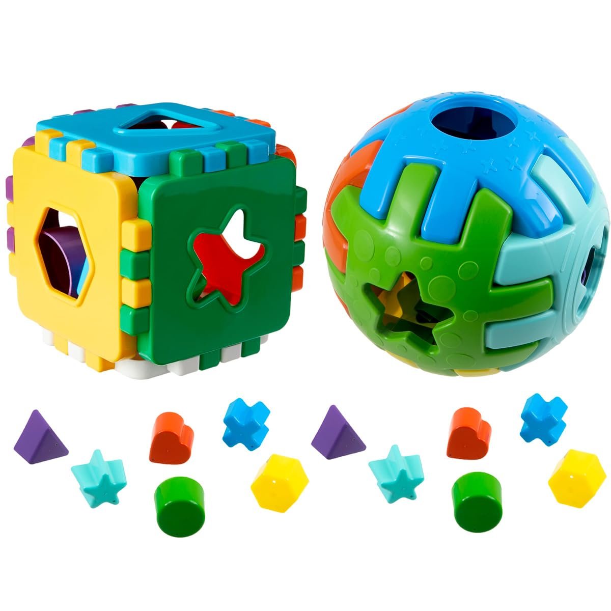 Kit Educativo com Cubo e Bola Didáticos Bebês 1 Ano Estimula Desenvolvimento Infantil