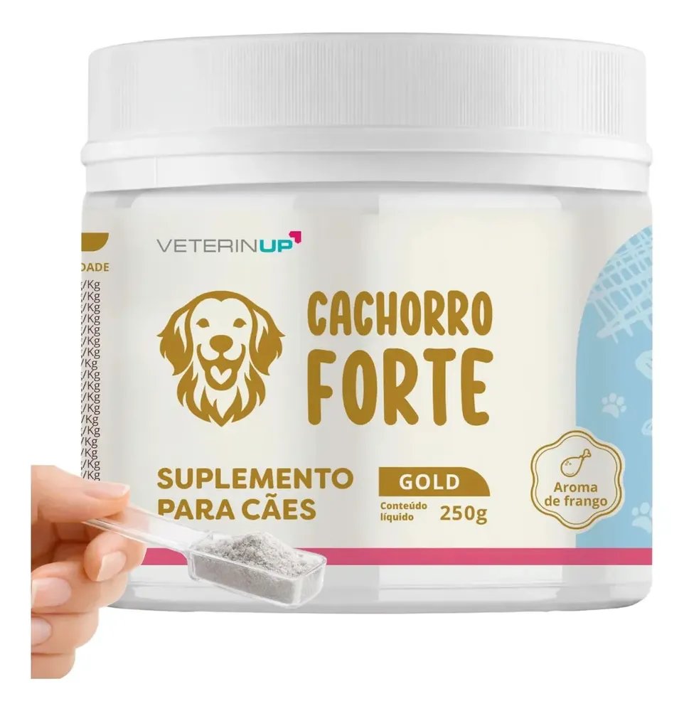 Cachorro Forte Gold 250g Suplemento para Cães com Ômega 3 Biotina Probióticos Vitaminas Minerais Aminoácidos e Extrato de Yucca