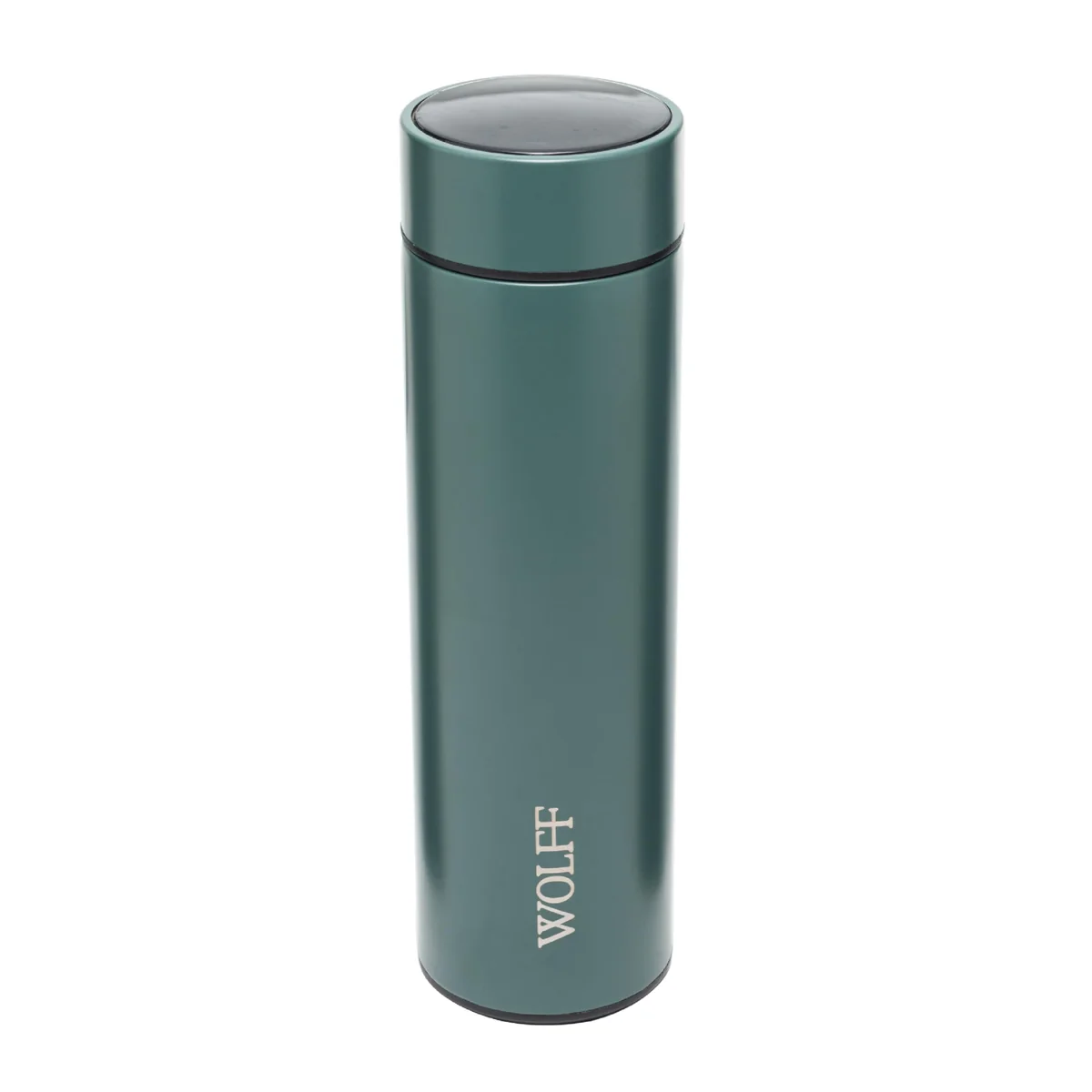 WOLFF - Garrafa Térmica de Aço Inox com Termômetro em Led 500ml Verde - Conserva Bebidas Quentes e Frias