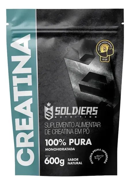 Creatina Monohidratada 600g Soldiers Nutrition 100% Pura Importada Performance Músculo Treino Sem Sabor Sem Sabor