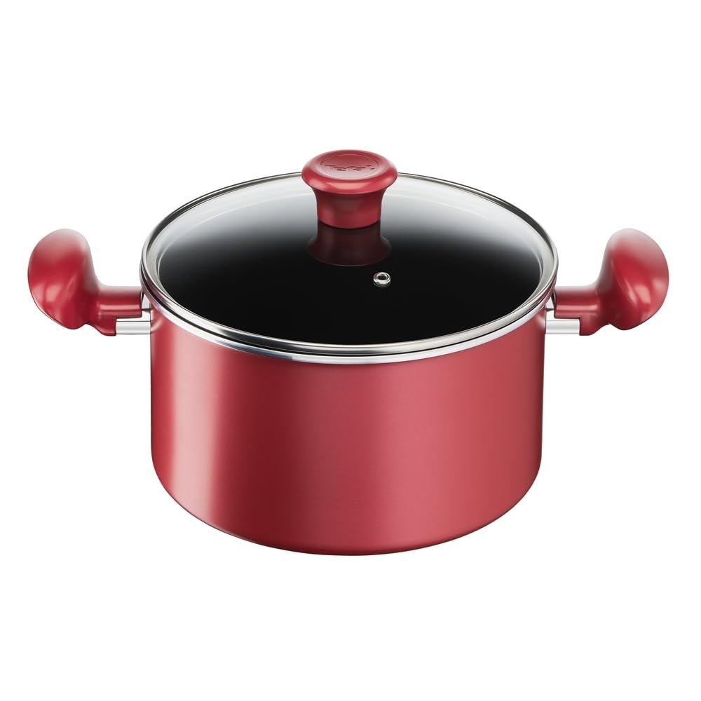 Caçarola Tefal So Chef 22 cm Vermelha – Revestimento Antiaderente Titanium, Fundo de Indução para Todas as Fontes de Calor, Indicador de Temperatura Thermo-Sinal e Alta Espessura