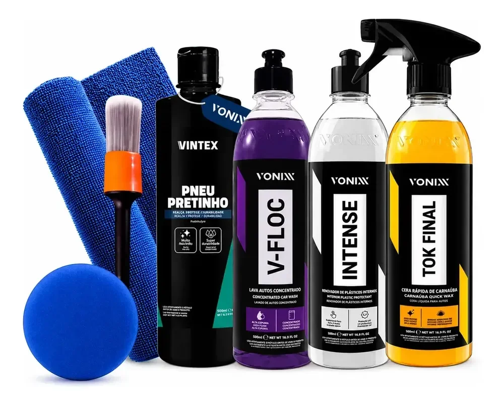 Kit Lavagem Automotiva Vonixx V-Floc Cera Intense Pretinho 500ml