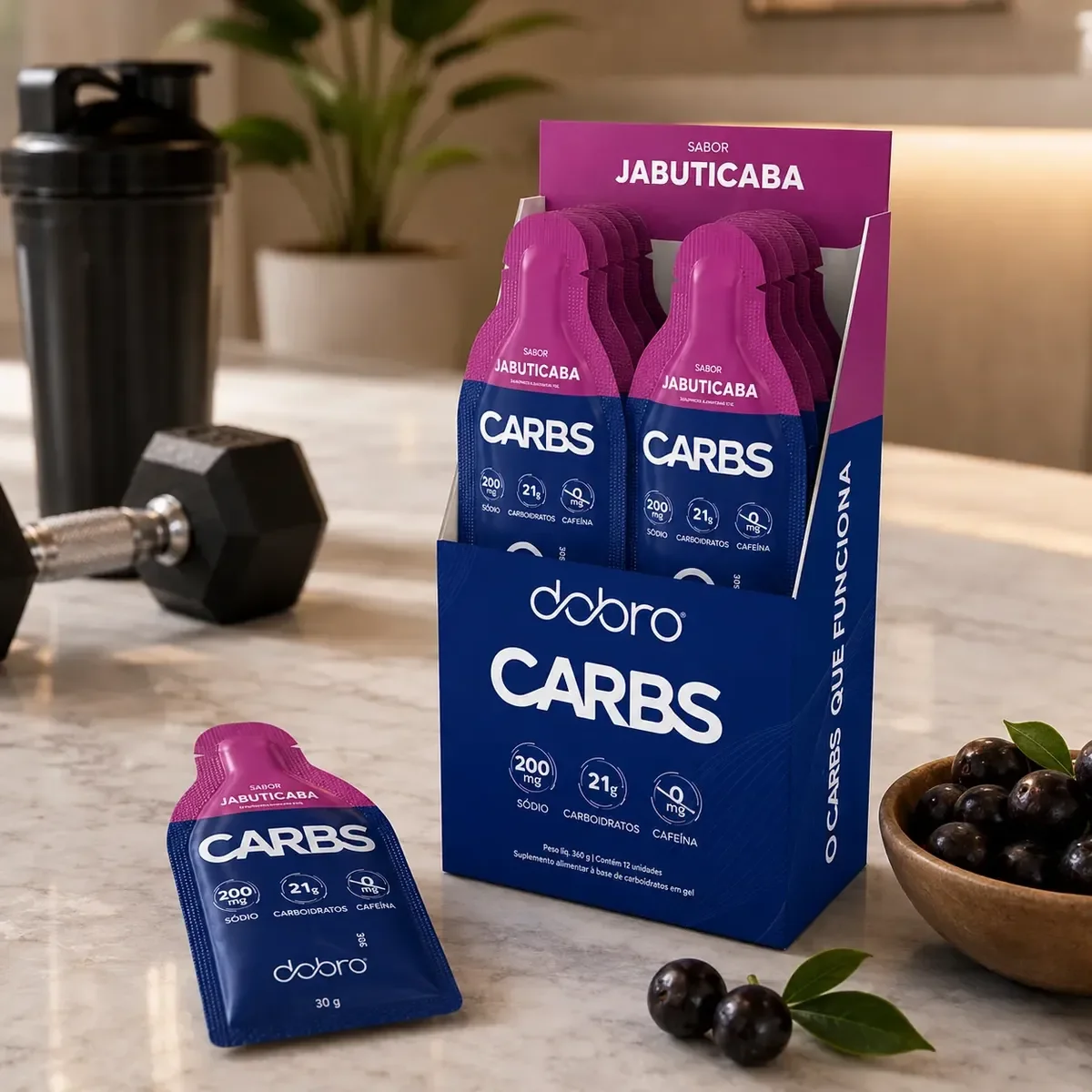 Carbs Gel Pré E Intra Treino 10x30g Dobro - Original Jabuticaba Sem Cafeína