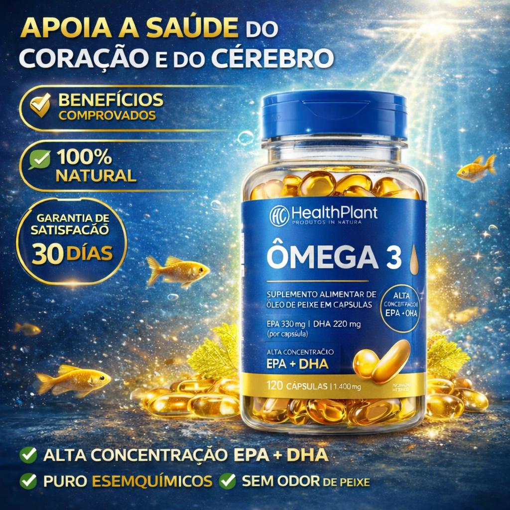 Ômega 3 120 Cápsulas–Alto EPA+DHA–Sem Odor | Anti-inflamatório Natural | Saúde do Coração e Cérebro