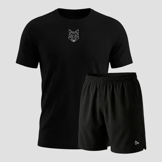 Kit Bermuda Lobo+camiseta Lobo Dry Fitness Academia Alpha