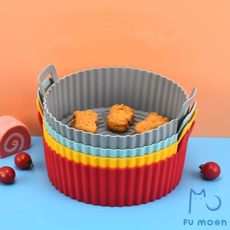 1/2/3 Forma De Silicone Para Air Fryer Forno Microondas Fritadeira Assadeira – Reutilizável Antiaderente Flexível