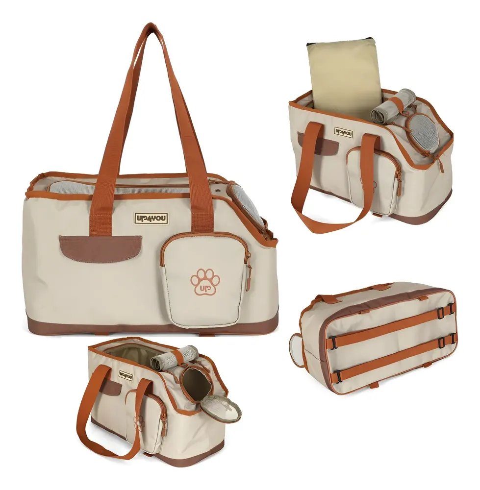 Bolsa Pet Transporte Viagem Avião Bordo Carro Cachorro Gato Bege