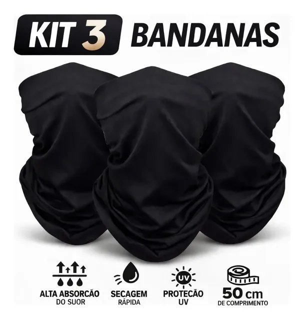 Kit 3 Bandana Tubular Ciclismo Mtb Corrida Esporte Balaclava