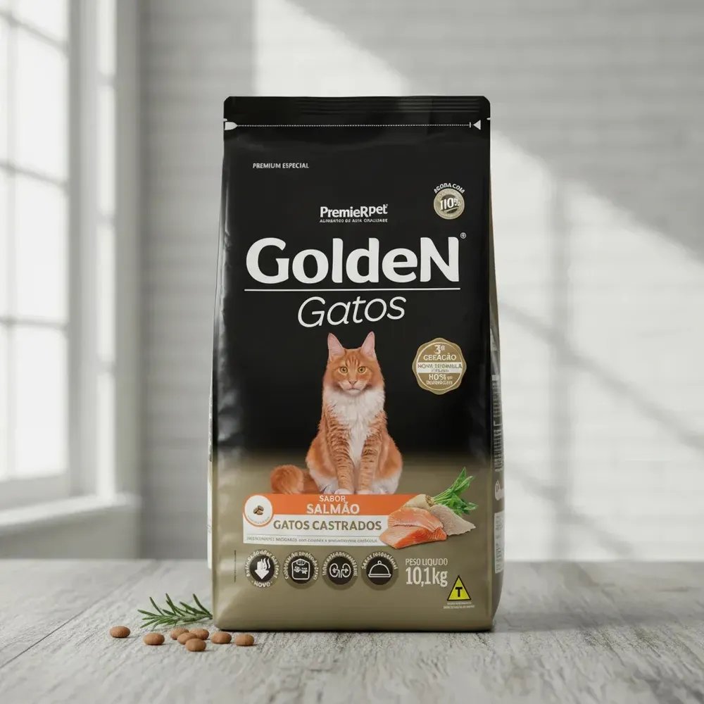 Ração Golden Premium Especial Gatos Adultos Castrados Salmão 10,1kg