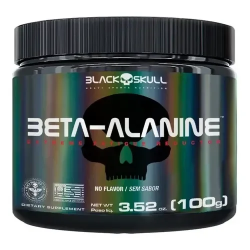 Beta Alanina - Black Skull - 100% Pura - (100g) Sabor Sem Sabor