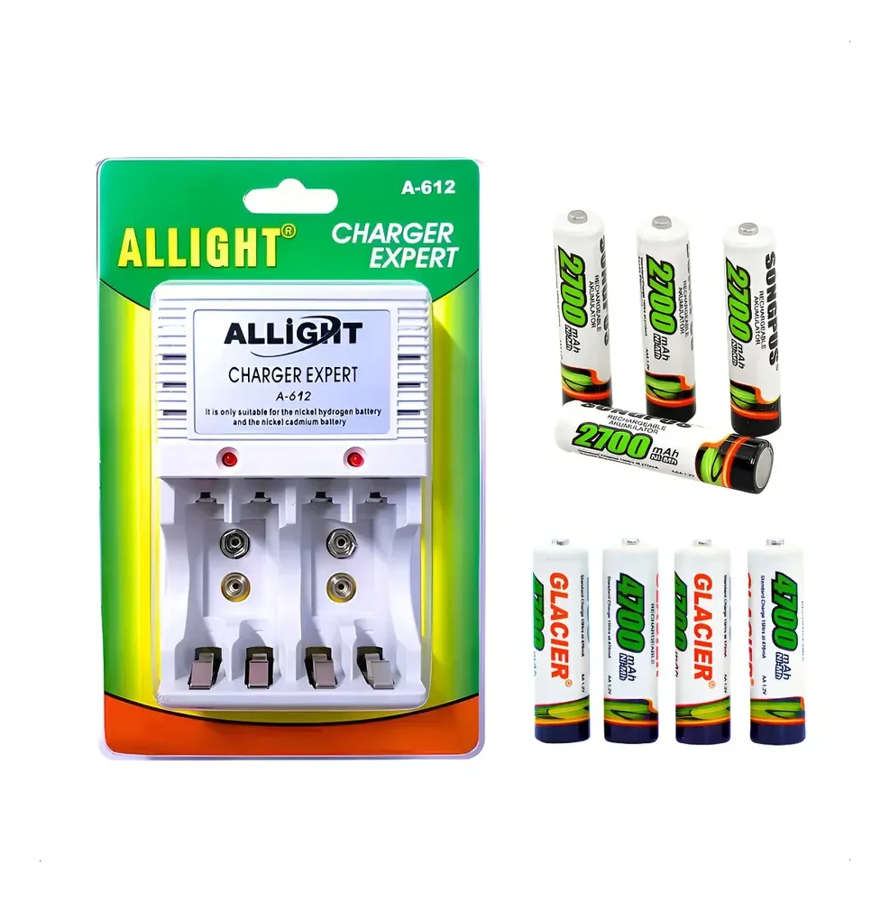Allight Sellerex Kit 8 Pilhas Recarregáveis Aa/aaa + Carregador Rápido A-612 Bivolt
