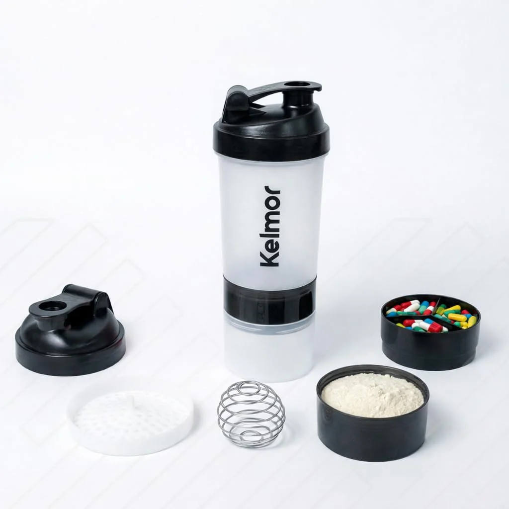 Coqueteleira Whey Protein Com Compartimento Shaker Academia 500ml (Transparente)